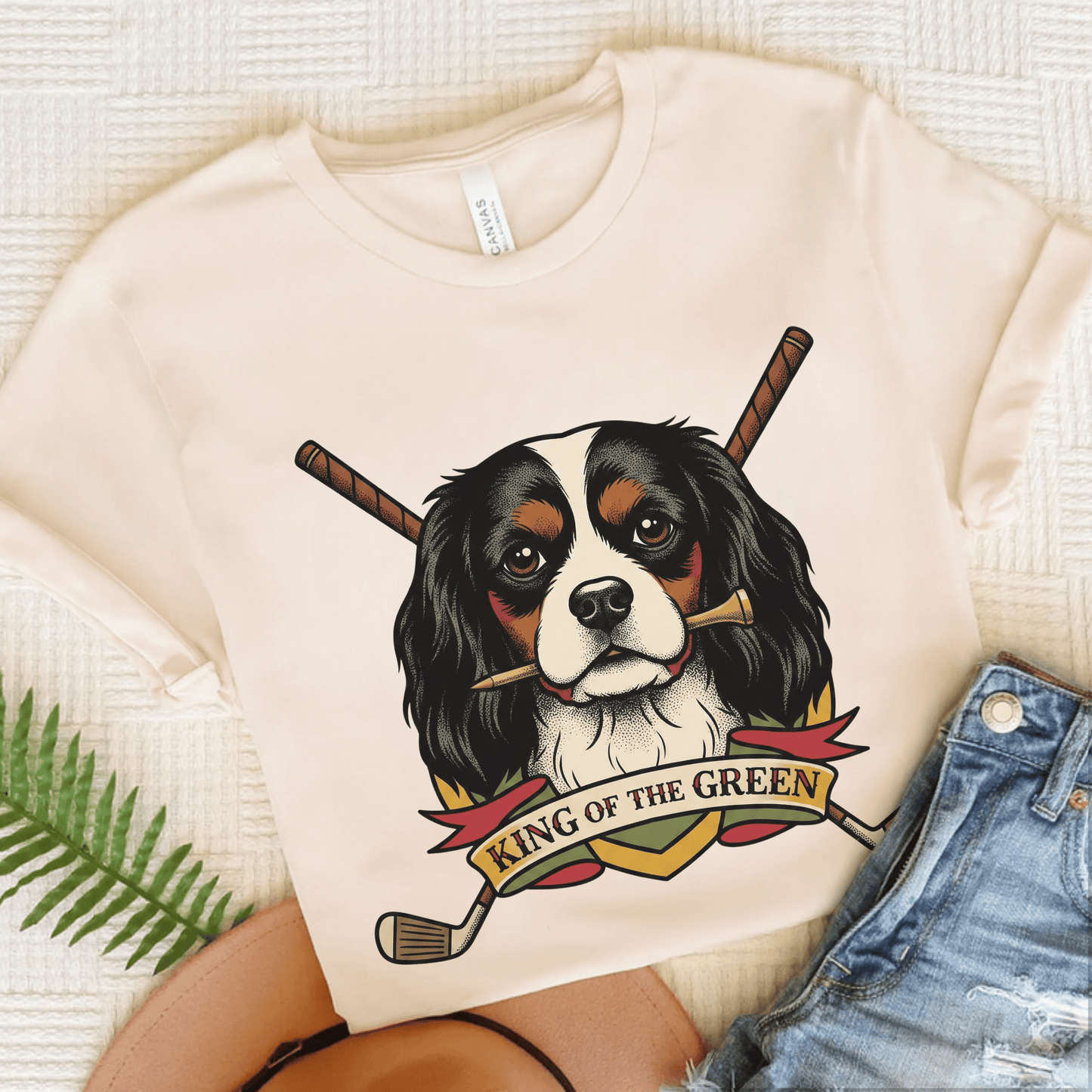 Personalized Cavalier Golfing Unisex TShirt Natural