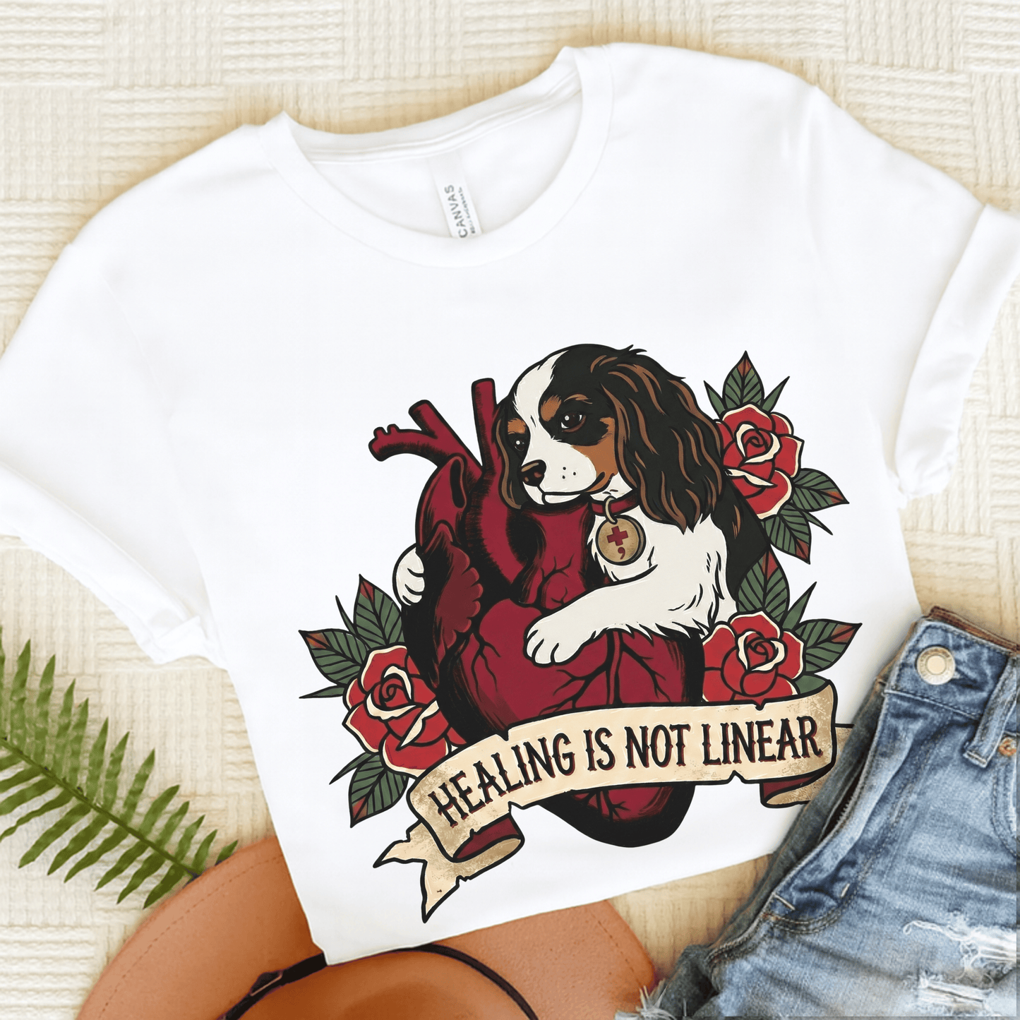 Tricolor Cavalier Linear Healing Mental Health Unisex TShirt White
