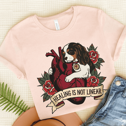 Tricolor Cavalier Linear Healing Mental Health Unisex TShirt Soft Pink