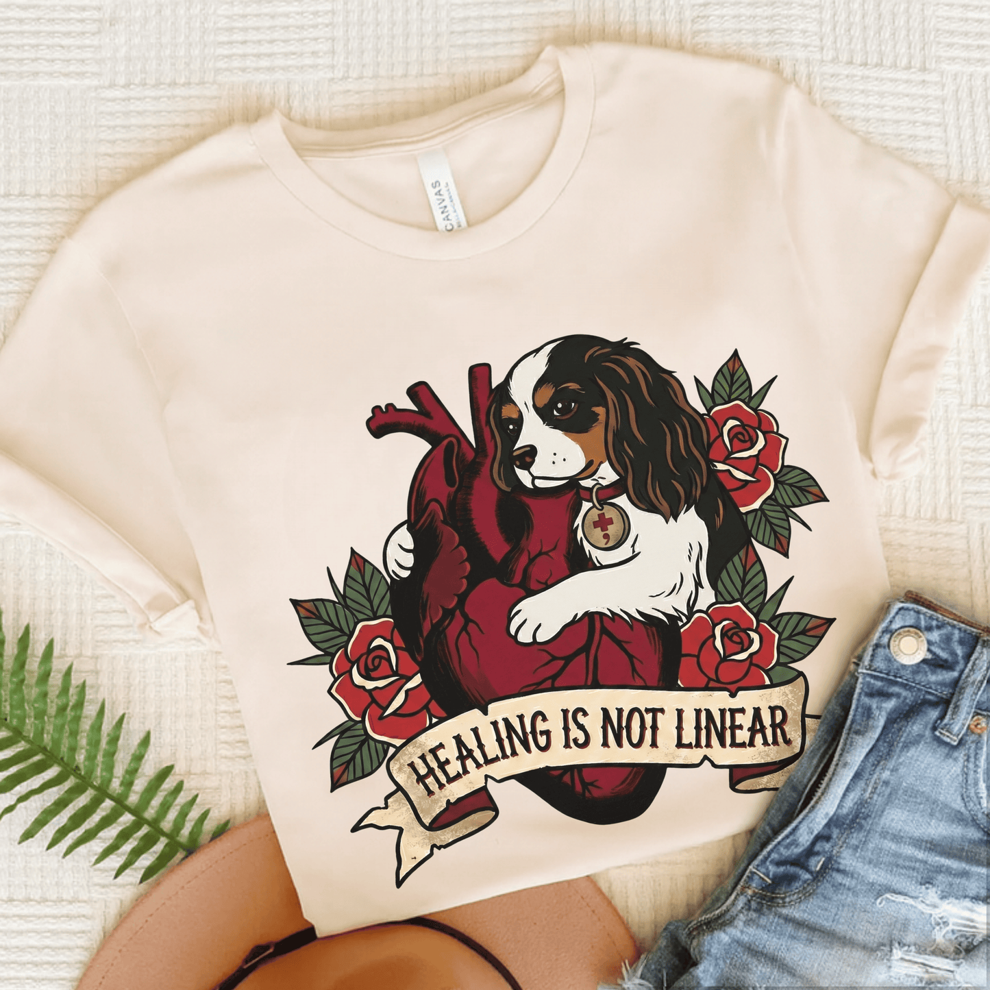 Tricolor Cavalier Linear Healing Mental Health Unisex TShirt Natural