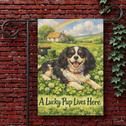 Personalized Cavalier Lucky St Patricks Garden Flag 12'' × 18''
