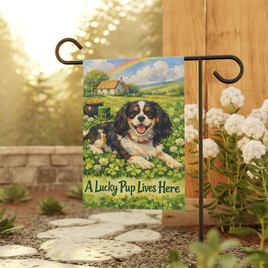 Personalized Cavalier Lucky St Patricks Garden Flag