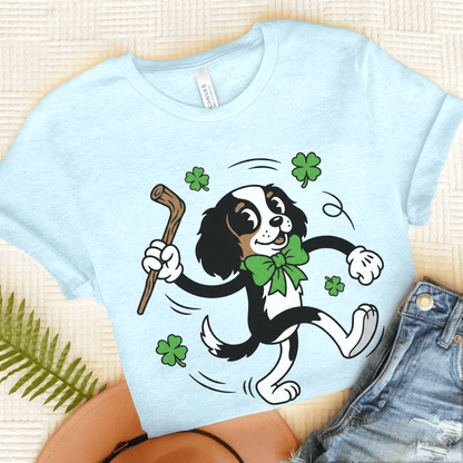 Personalized Cavalier Lucky St Patricks Unisex TShirt Heather Ice Blue