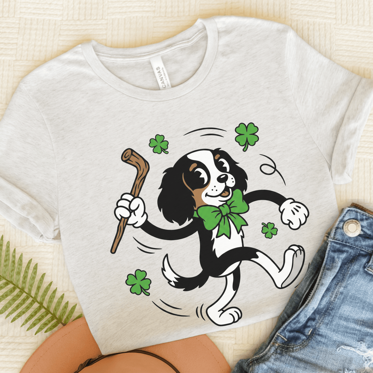 Personalized Cavalier Lucky St Patricks Unisex TShirt Ash