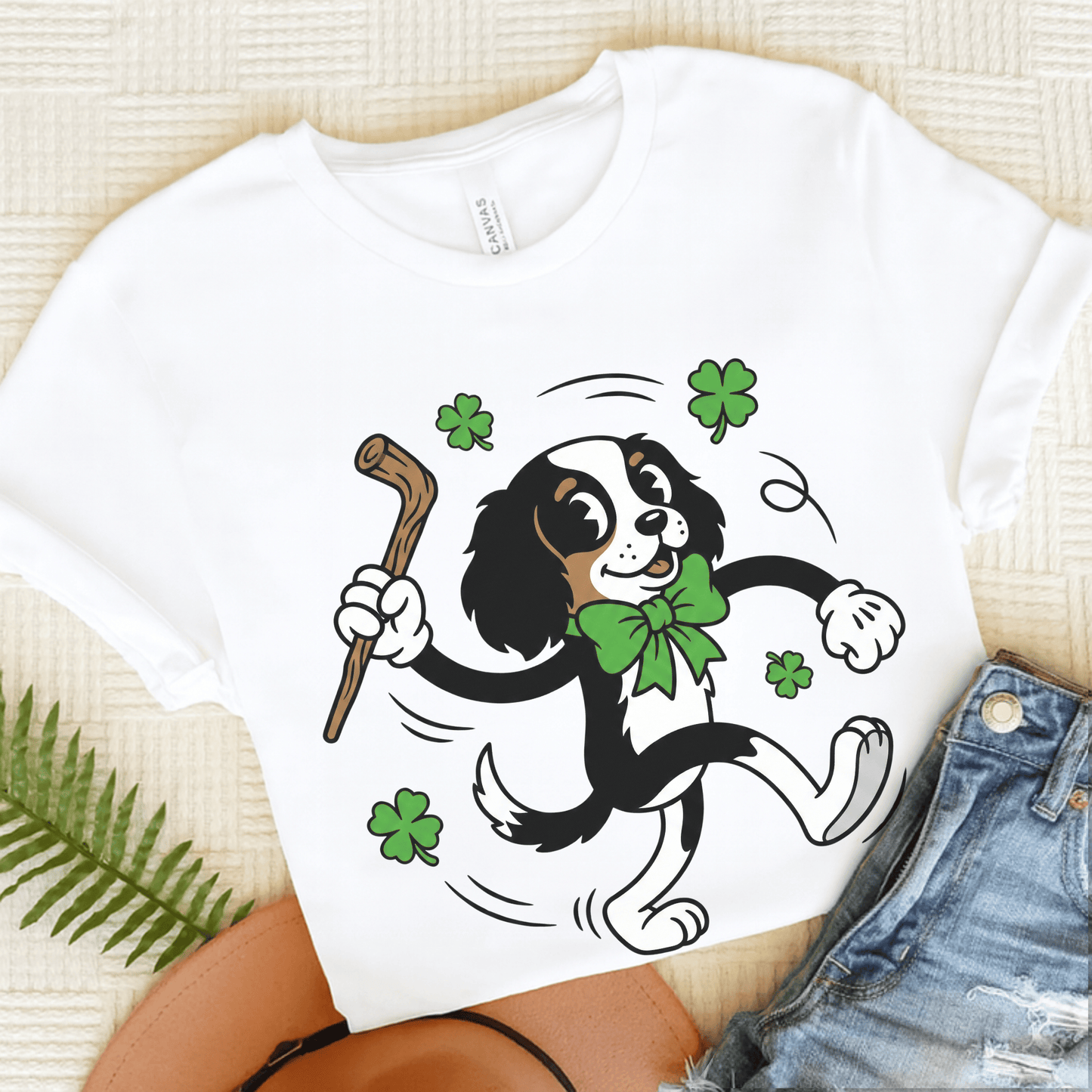 Personalized Cavalier Lucky St Patricks Unisex TShirt White