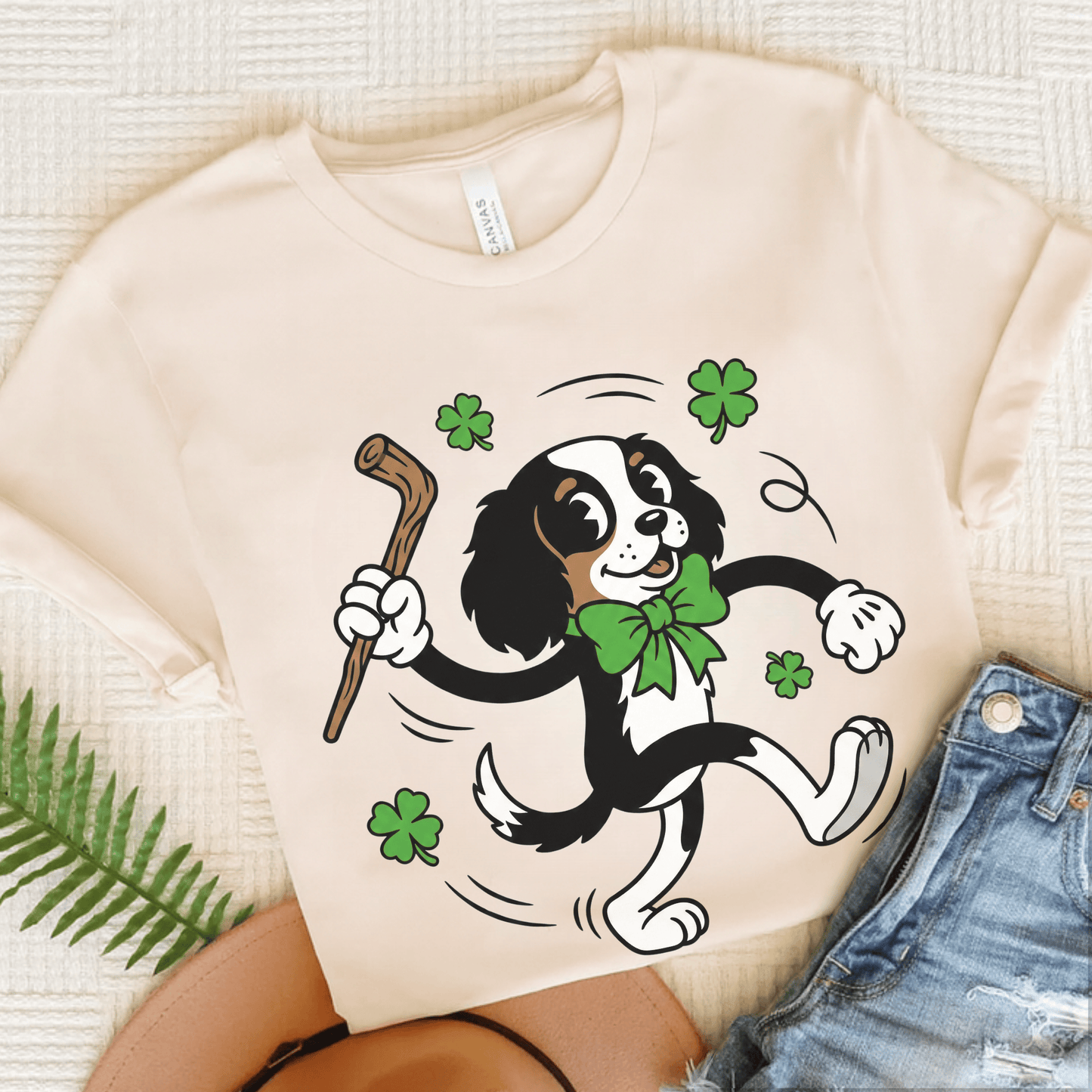 Personalized Cavalier Lucky St Patricks Unisex TShirt Natural