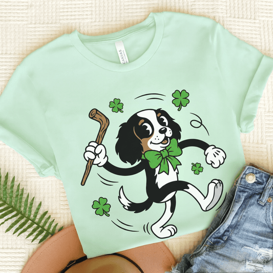 Personalized Cavalier Lucky St Patricks Unisex TShirt Heather Mint