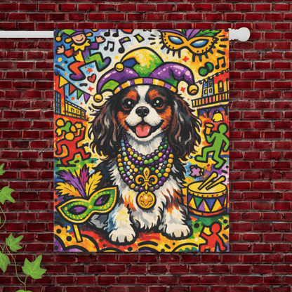 Personalized Cavalier Mardi Gras Graffiti Garden Flag 24.5'' × 32''