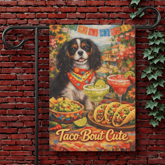 Personalized Cavalier Cinco de Mayo Garden Flag 12'' × 18''