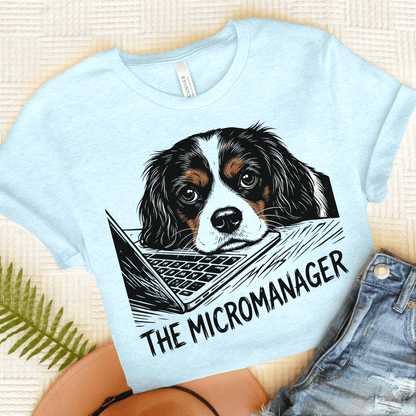 Personalized Cavalier Micromanager Unisex TShirt Heather Ice Blue