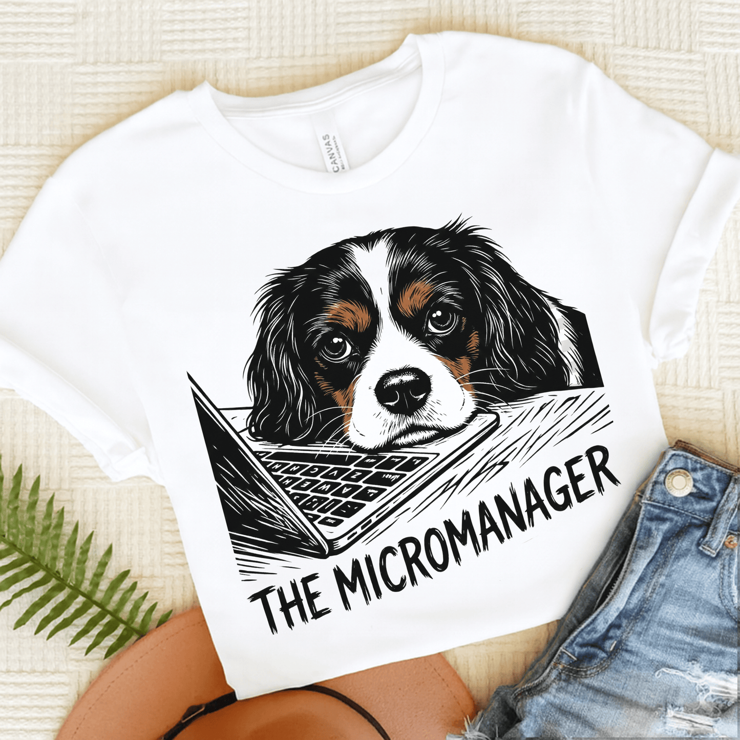 Personalized Cavalier Micromanager Unisex TShirt White