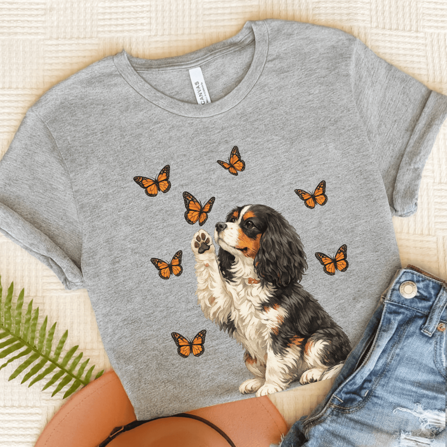 Personalized Cavalier Butterfly Unisex TShirt Athletic Heather