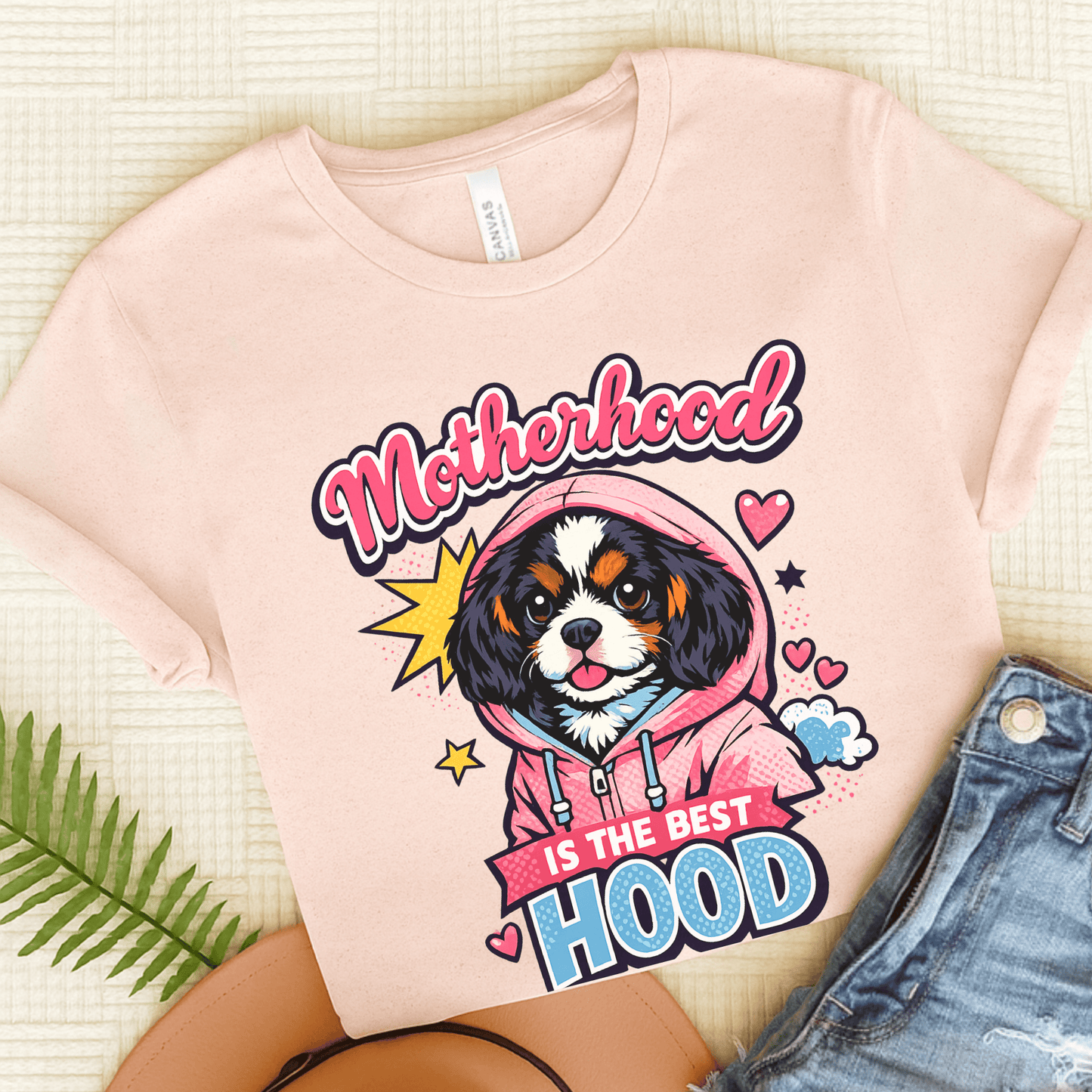 Personalized Cavalier Motherhood Unisex TShirt Soft Pink