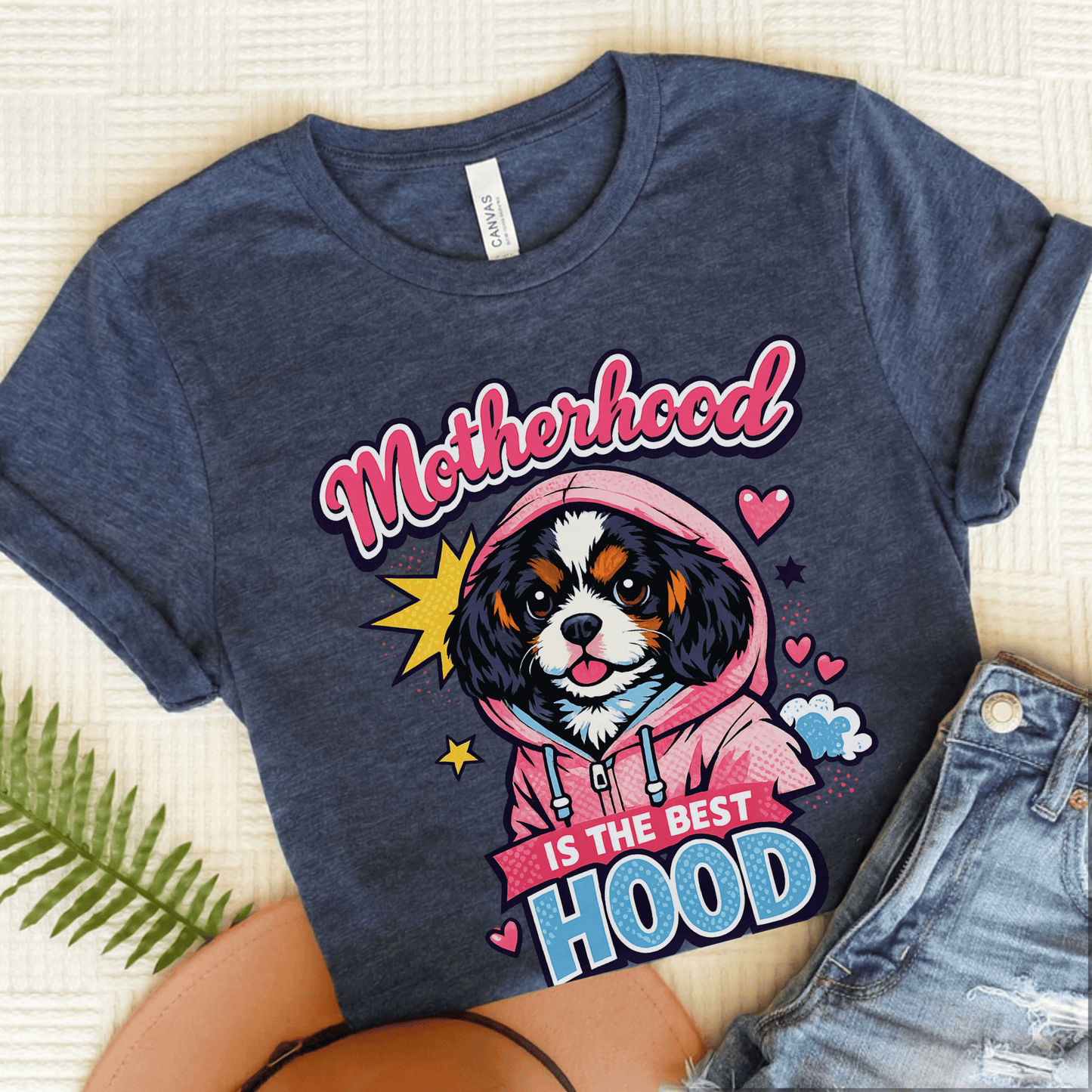 Personalized Cavalier Motherhood Unisex TShirt Heather Navy