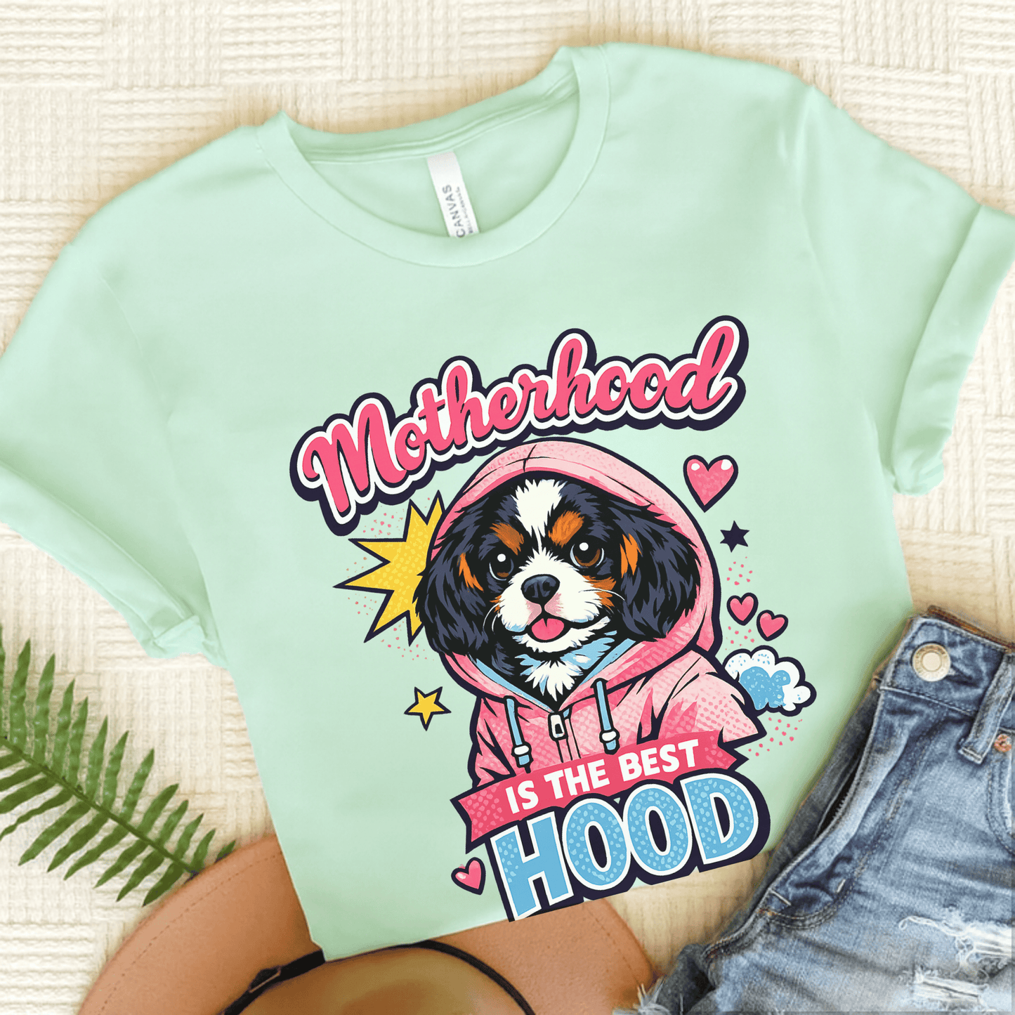 Personalized Cavalier Motherhood Unisex TShirt Heather Mint