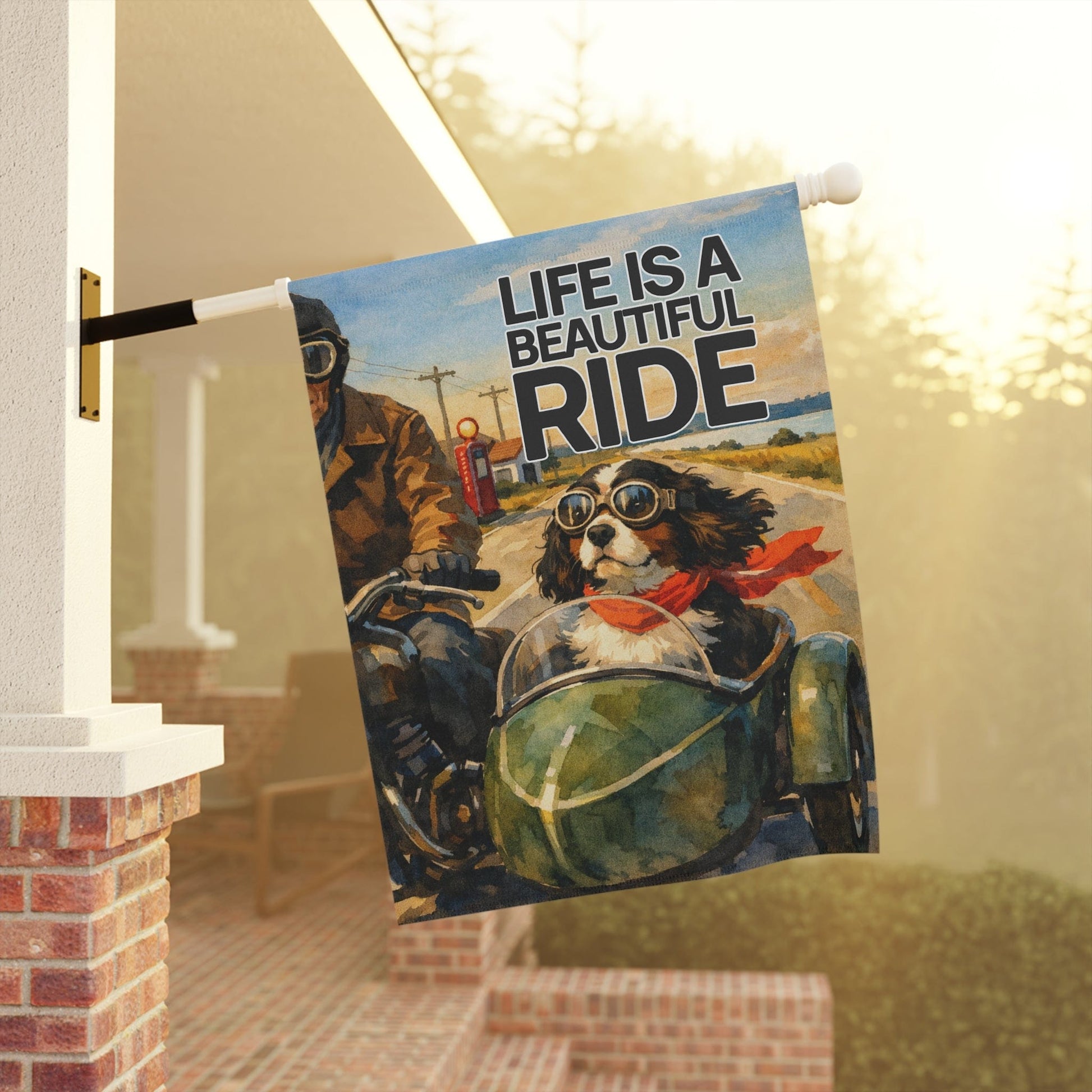 Personalized Cavalier Motorcycle Garden Flag