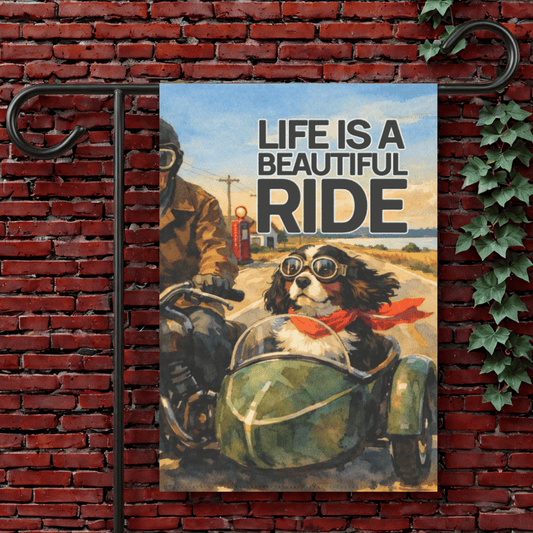 Personalized Cavalier Motorcycle Garden Flag 12'' × 18''