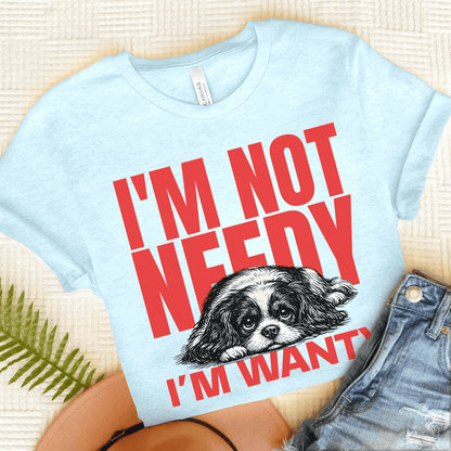 Personalized Cavalier Needy Not Unisex TShirt Heather Ice Blue