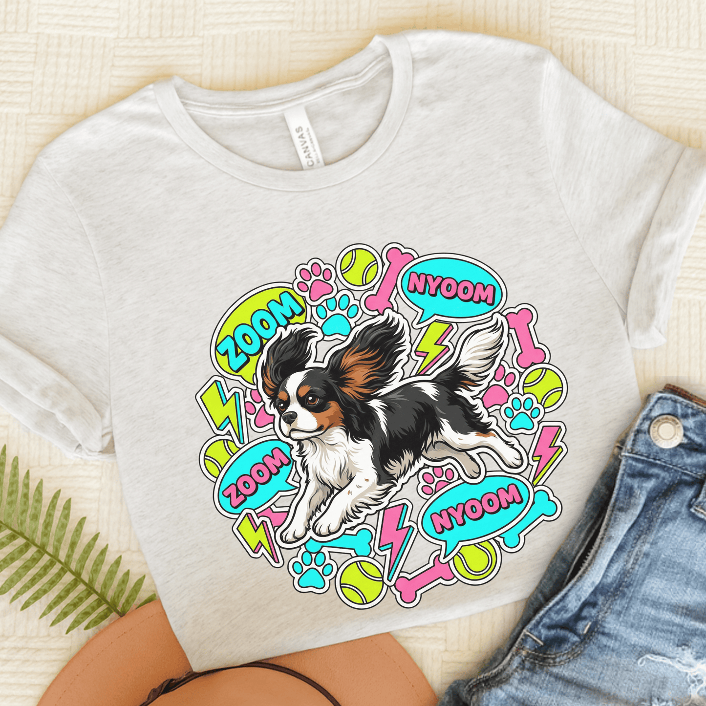 Personalized Cavalier Neon Zoomies Unisex TShirt Ash