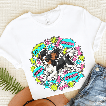Personalized Cavalier Neon Zoomies Unisex TShirt White