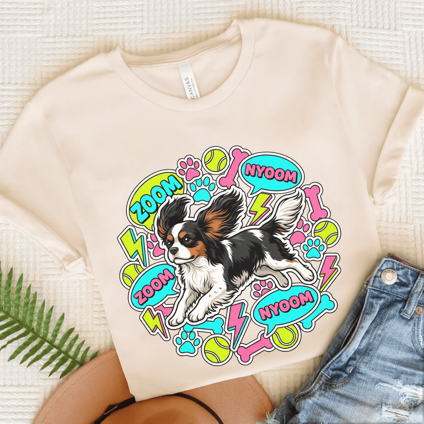 Personalized Cavalier Neon Zoomies Unisex TShirt Natural