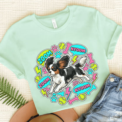 Personalized Cavalier Neon Zoomies Unisex TShirt Heather Mint