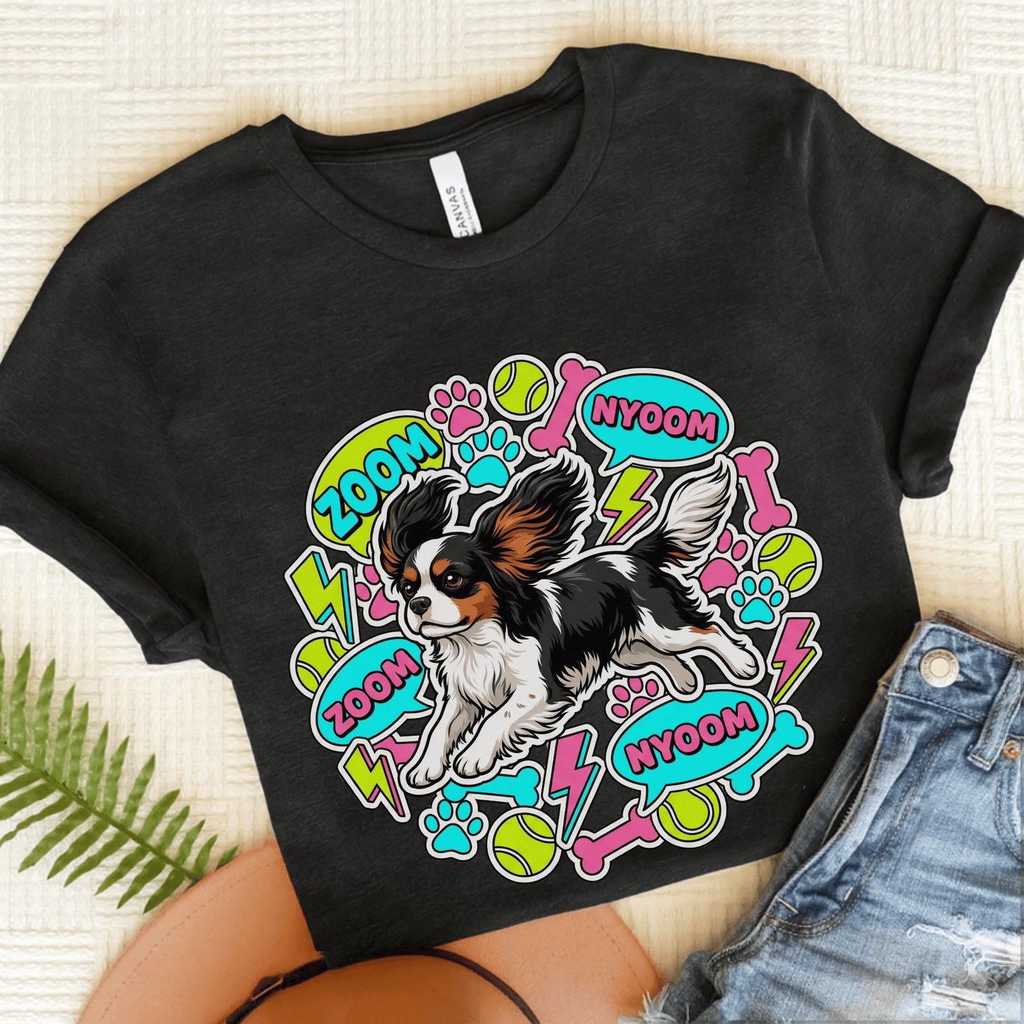 Personalized Cavalier Neon Zoomies Unisex TShirt Dark Grey Heather