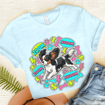 Personalized Cavalier Neon Zoomies Unisex TShirt Heather Ice Blue