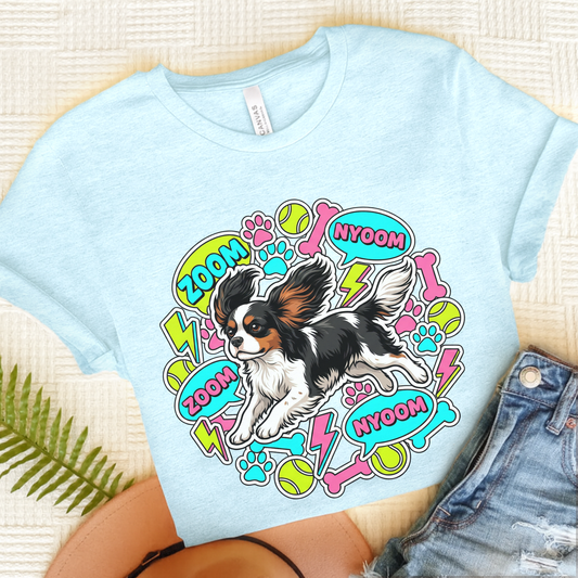 Personalized Cavalier Neon Zoomies Unisex TShirt Heather Ice Blue