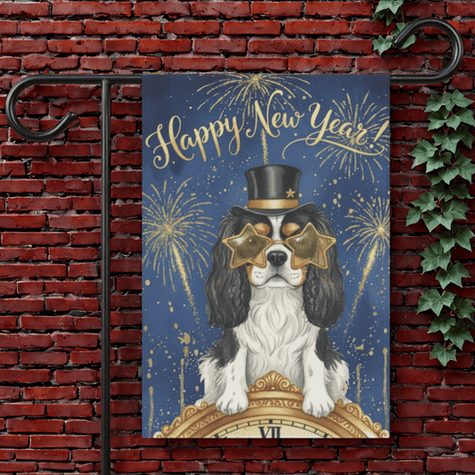 Personalized Cavalier New Year Garden Flag 12'' × 18''
