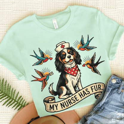 Personalized Cavalier Nurse Unisex TShirt Heather Mint