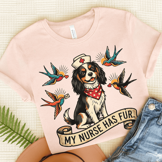 Personalized Cavalier Nurse Unisex TShirt Soft Pink