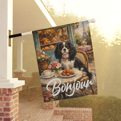 Personalized Cavalier Paris Pastries Garden Flag
