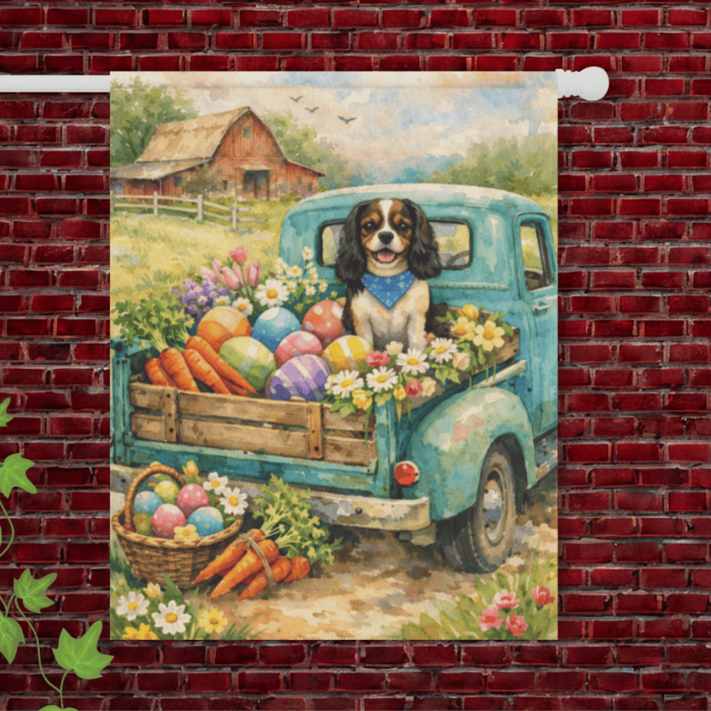 Personalized Cavalier Pick Up Easter Yard Flag 24.5'' × 32''