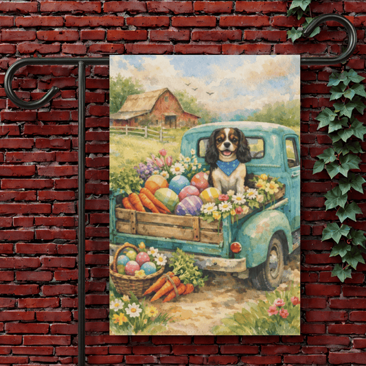 Personalized Cavalier Pick Up Easter Yard Flag 12'' × 18''