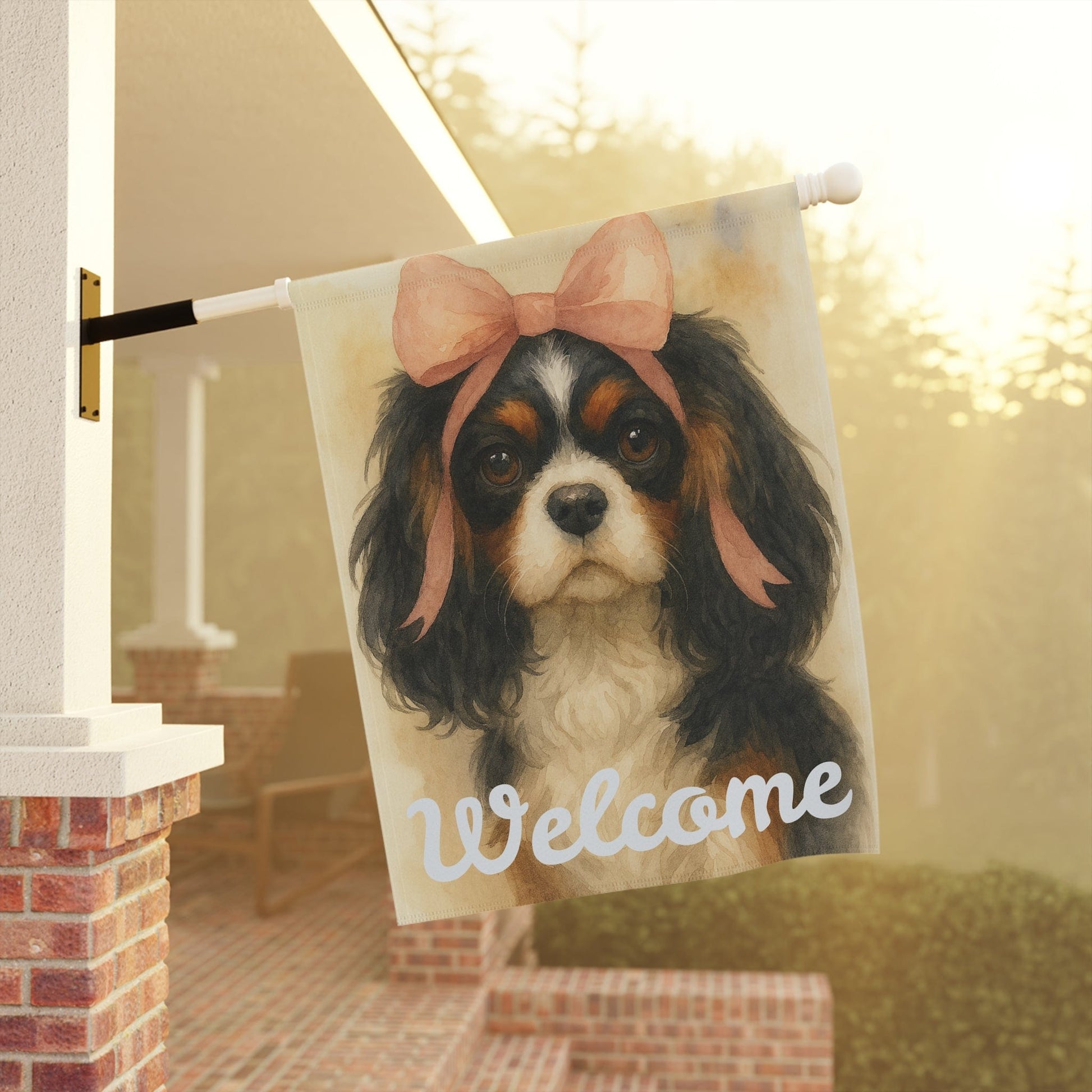 Tricolor Cavalier Pink Coquette Garden Flag