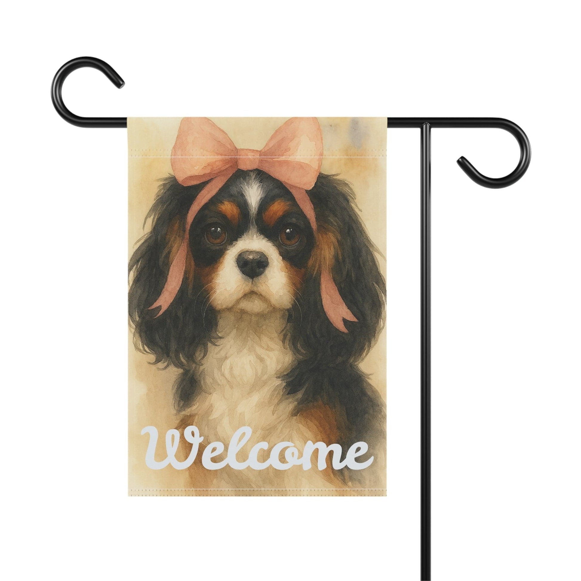 Tricolor Cavalier Pink Coquette Garden Flag