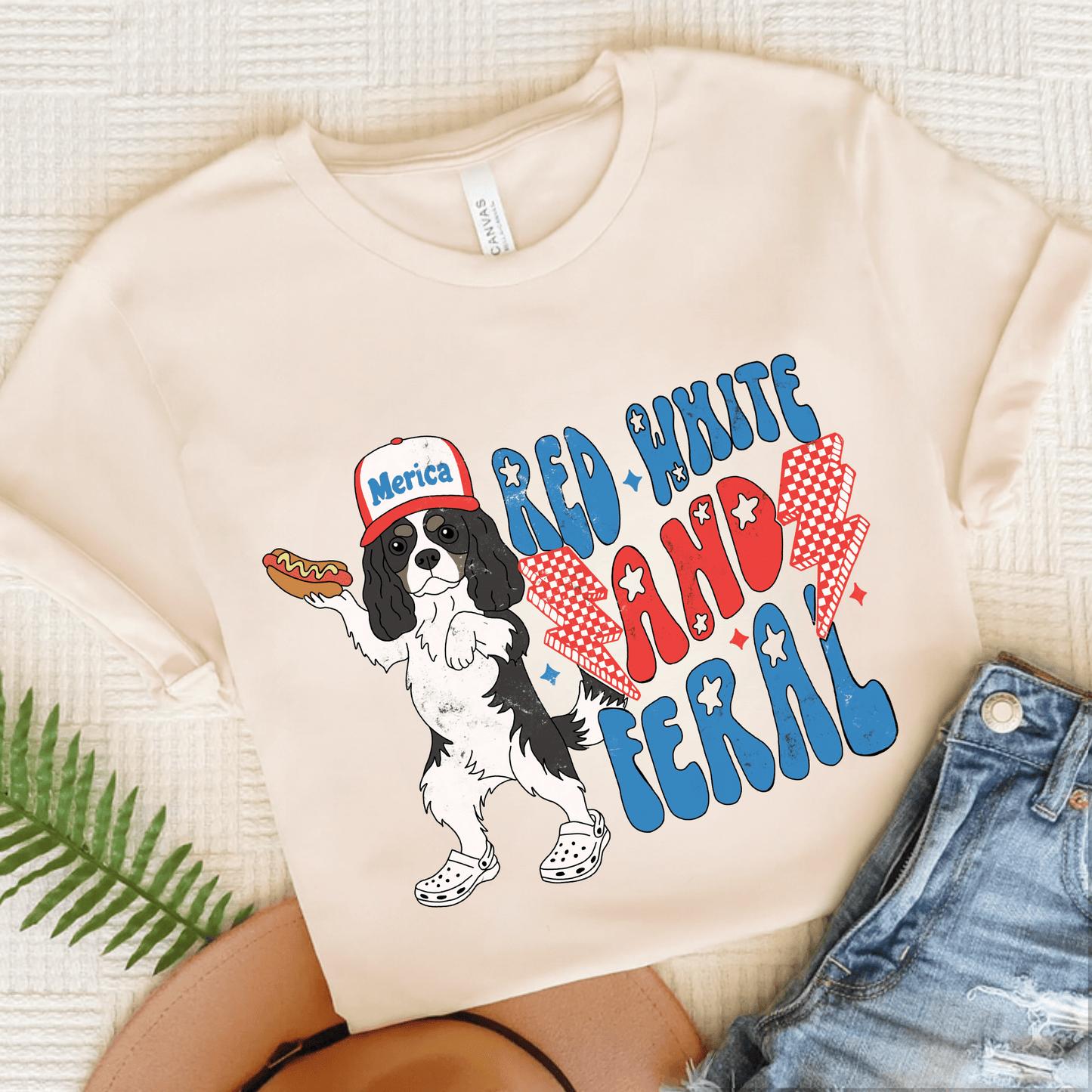Personalized Cavalier USA Feral Unisex TShirt Natural