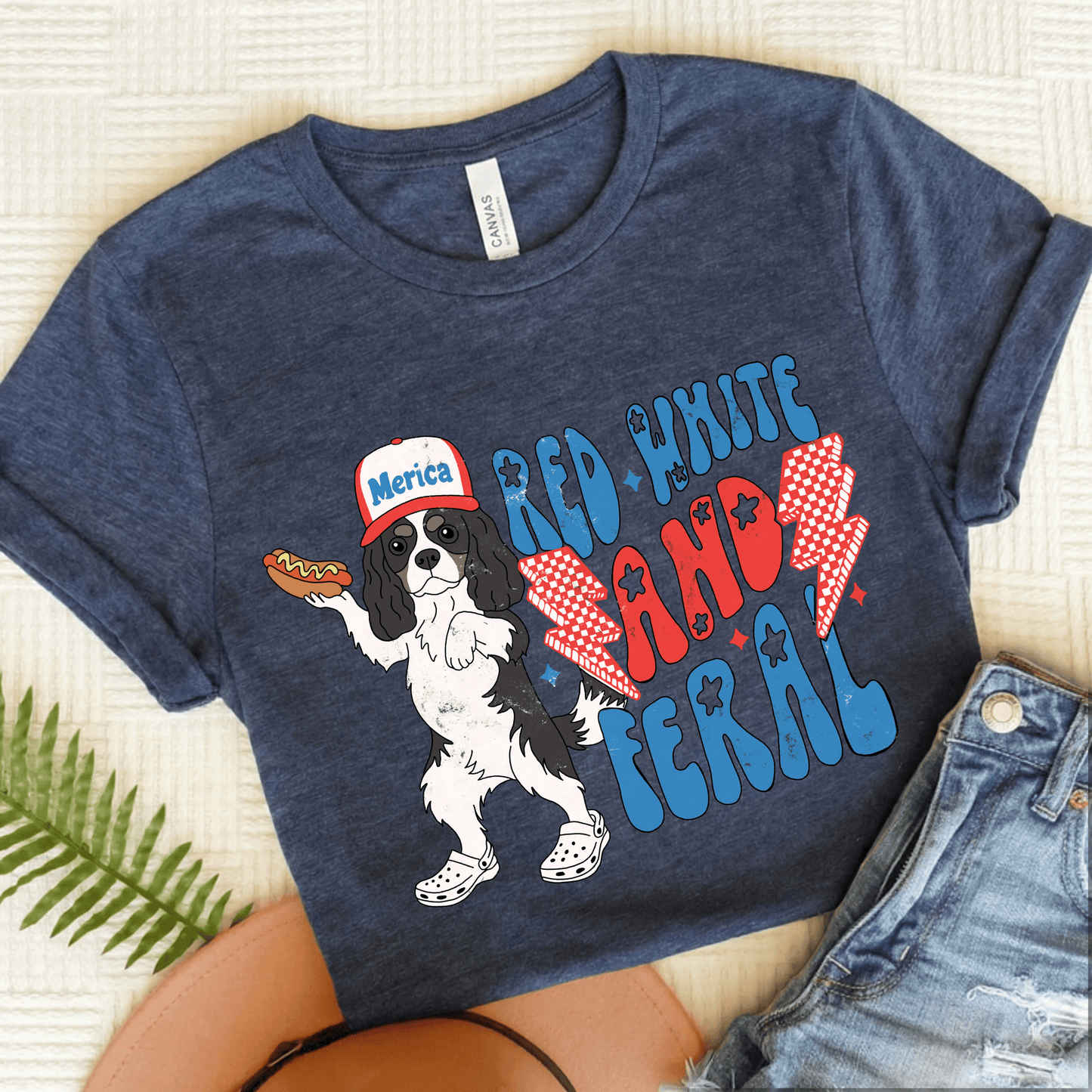 Personalized Cavalier USA Feral Unisex TShirt Heather Navy