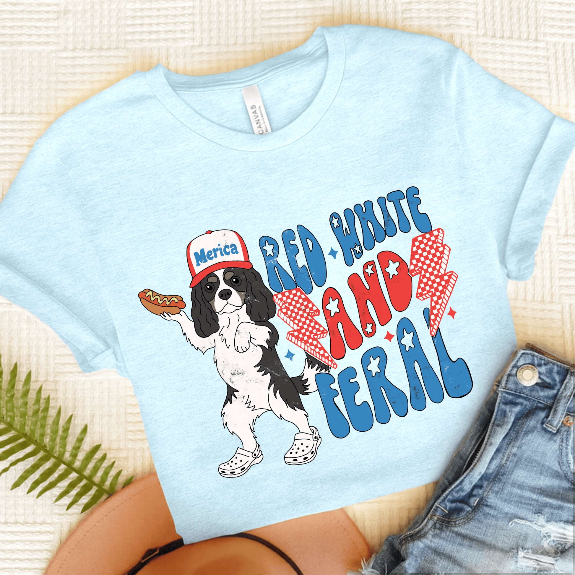 Personalized Cavalier USA Feral Unisex TShirt Heather Ice Blue
