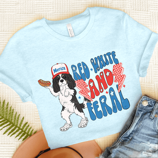 Personalized Cavalier USA Feral Unisex TShirt Heather Ice Blue