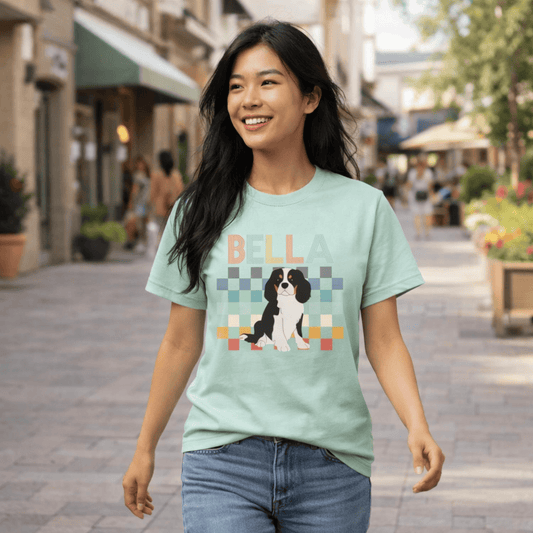 Personalized Cavalier Checkered Unisex Tshirt