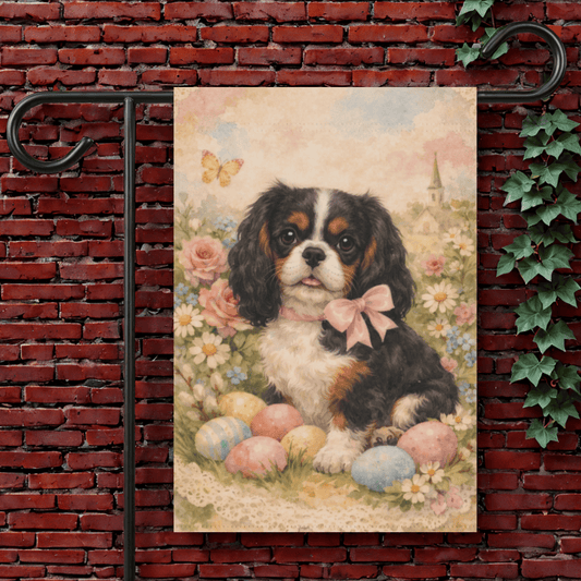 Personalized Cavalier Retro Lace Easter Yard Flag 12'' × 18''