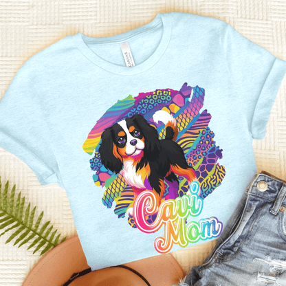 Tricolor Cavalier Retro Neon Tshirt Heather Ice Blue