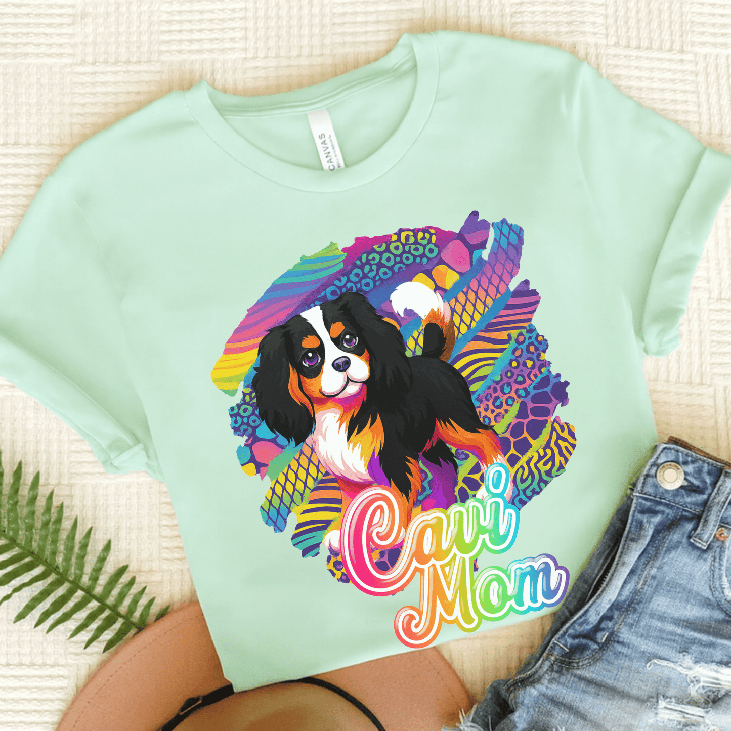Tricolor Cavalier Retro Neon Tshirt Heather Mint