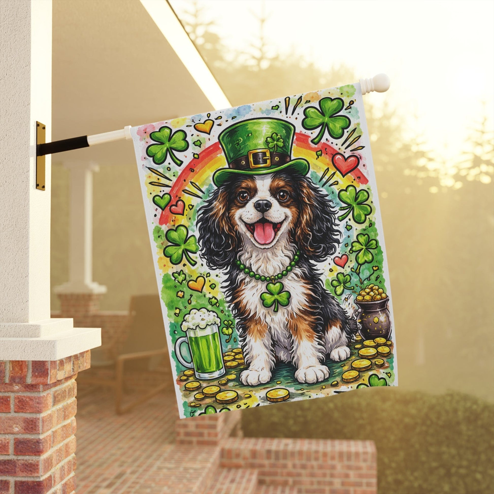 Personalized Cavalier Saint Patricks Garden Flag