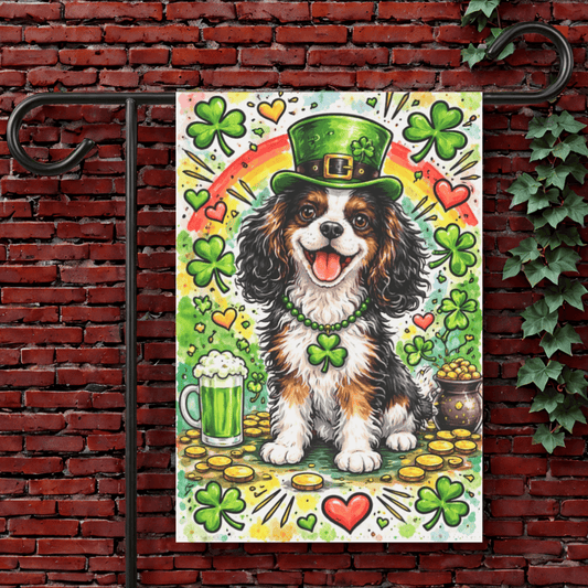 Personalized Cavalier Saint Patricks Garden Flag 12'' × 18''