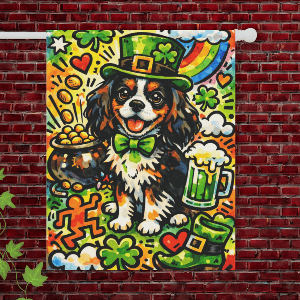 Personalized Cavalier St Patricks Graffiti Garden Flag 24.5'' × 32''