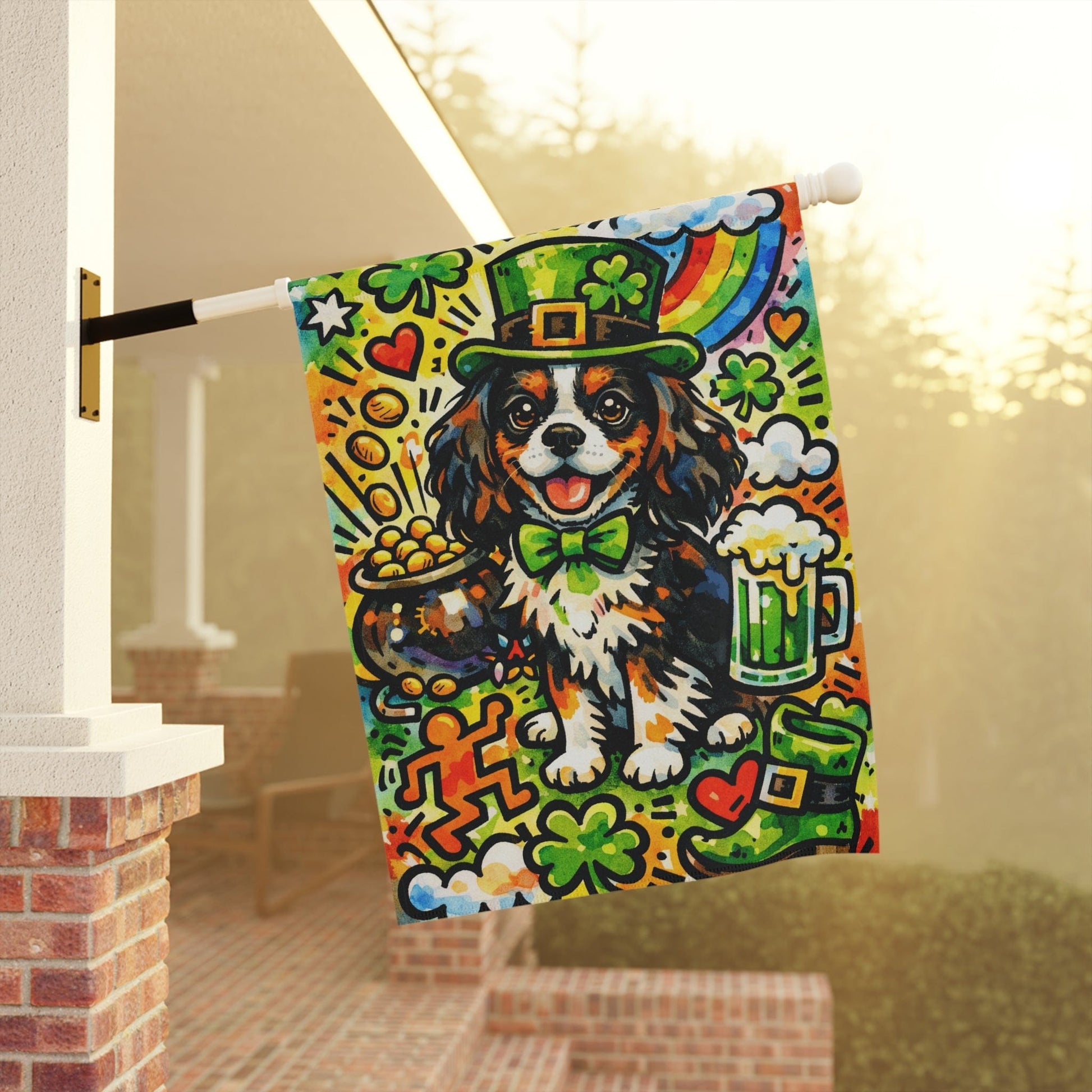 Personalized Cavalier St Patricks Graffiti Garden Flag
