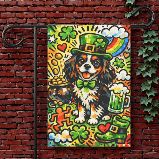 Personalized Cavalier St Patricks Graffiti Garden Flag 12'' × 18''